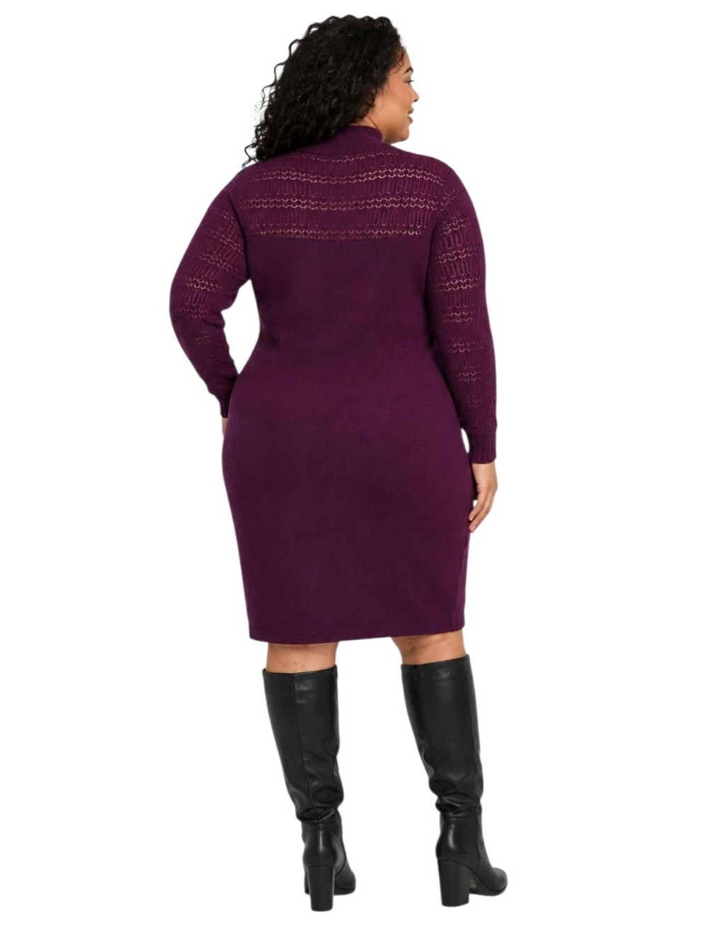 Torrid 2X Plum long sleeve Mock Neck Pointelle Midi Sweater Dress NWT - Picture 9 of 15